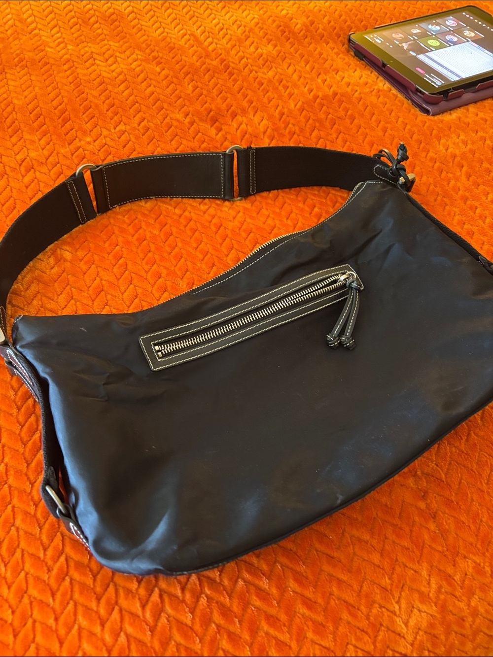 Ralph Lauren Black Shoulder Bag with Silver Zip